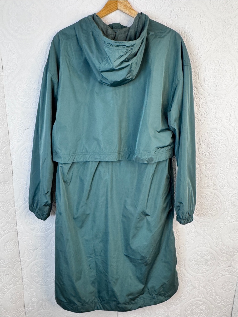 Old Navy Active Rain Coat Water Resistant Windbreaker Trench Length Large Green - Picture 5 of 6